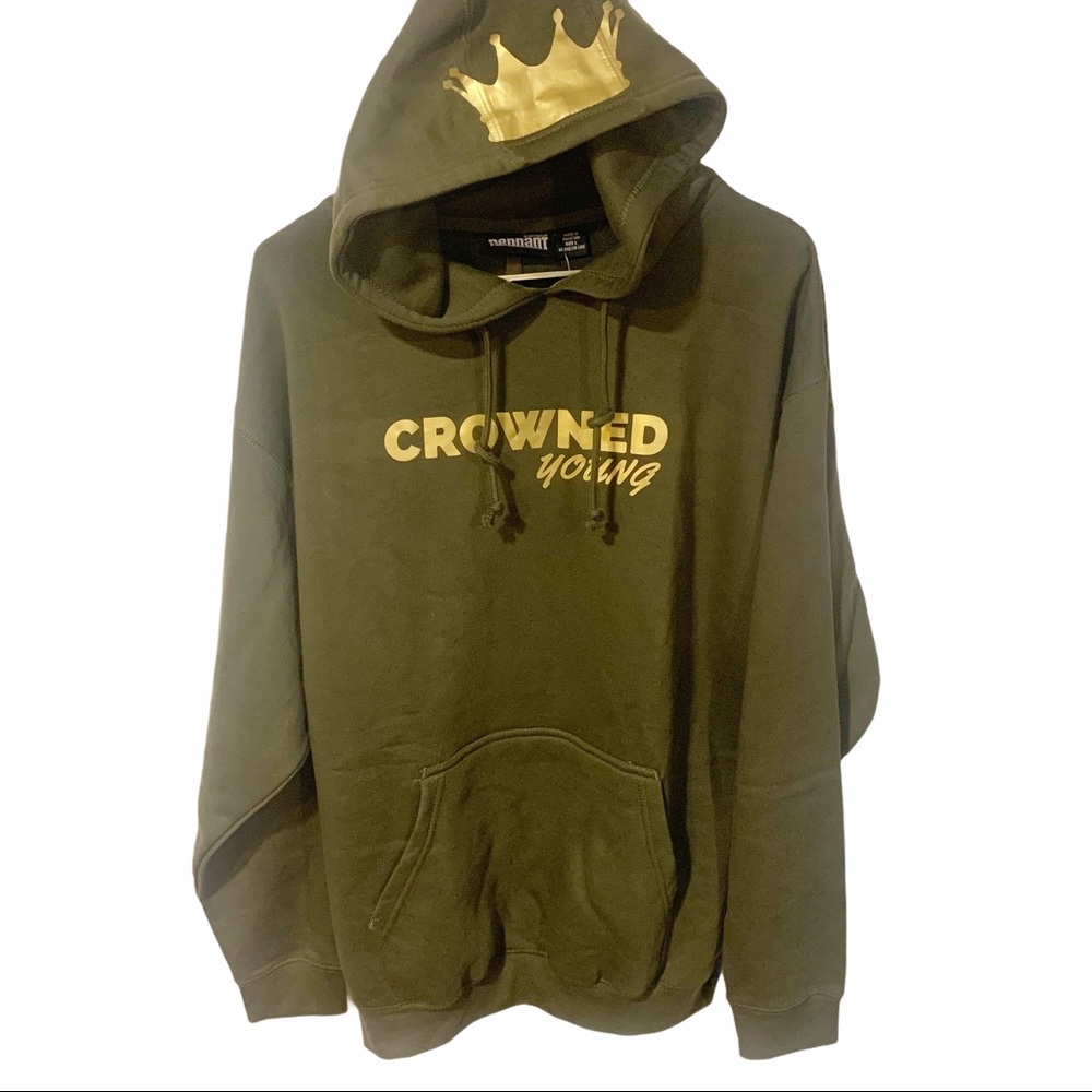Pennant Crowned Young Large‎ Green Gold Mens Hooded Sweatshirt New NWT